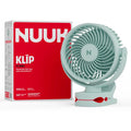 NUUK KLĪP Portable & Rechargeable Clip Fan | 3000mAh Battery | Up to 8 hrs Runtime | Super - silent BLDC Motor | 4 Speed Modes | 360° Manual Head Rotation | Strong 0–55mm Clamp | Type-C Charging