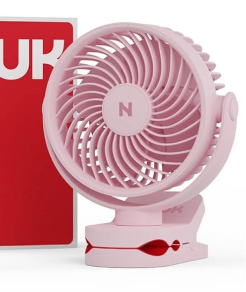 NUUK KLĪP Portable & Rechargeable Clip Fan | 3000mAh Battery | Up to 8 hrs Runtime | Super - silent BLDC Motor | 4 Speed Modes | 360° Manual Head Rotation | Strong 0–55mm Clamp | Type-C Charging